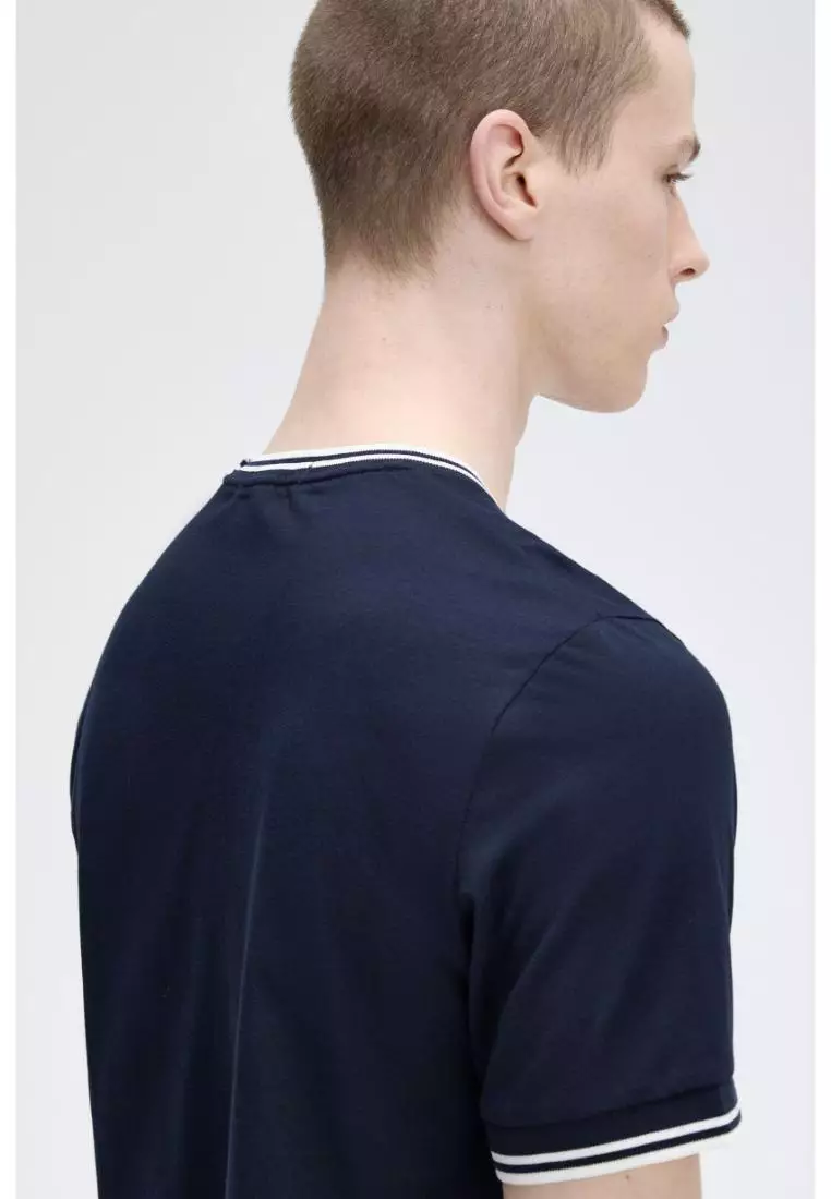 Fred Perry M1588 Twin Tipped T-Shirt (Navy / White / White)