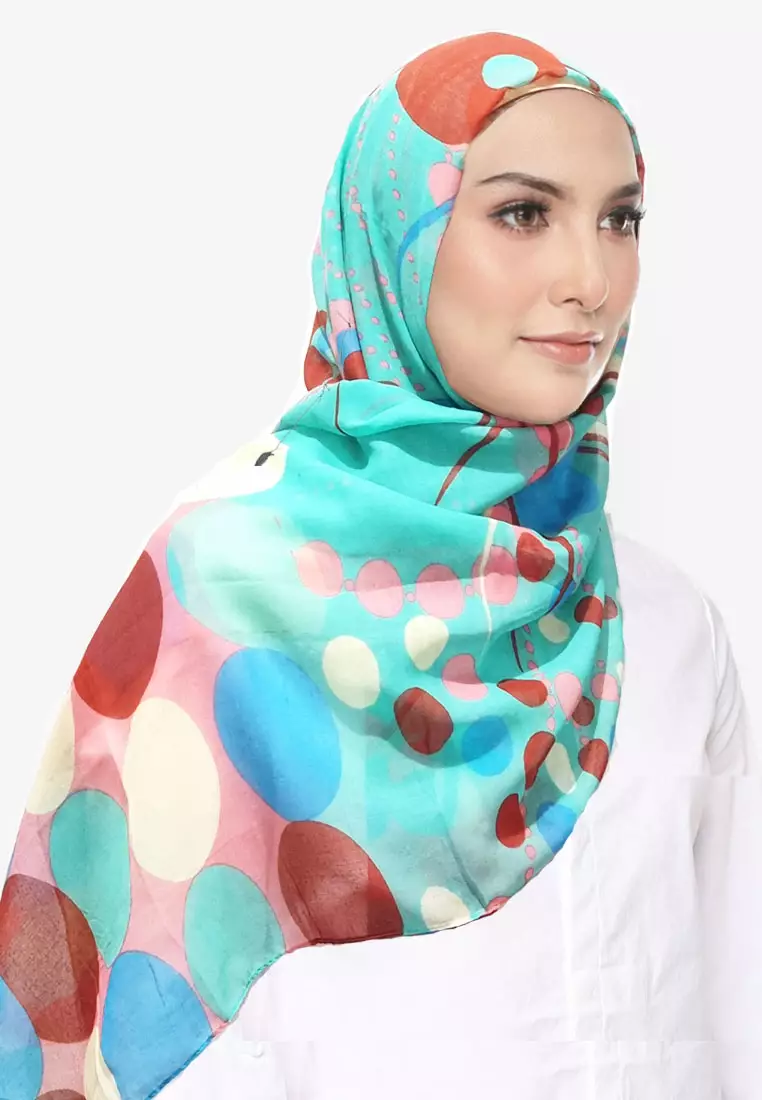 Polka Arts Poly-Printed Pashmina Hijab Green