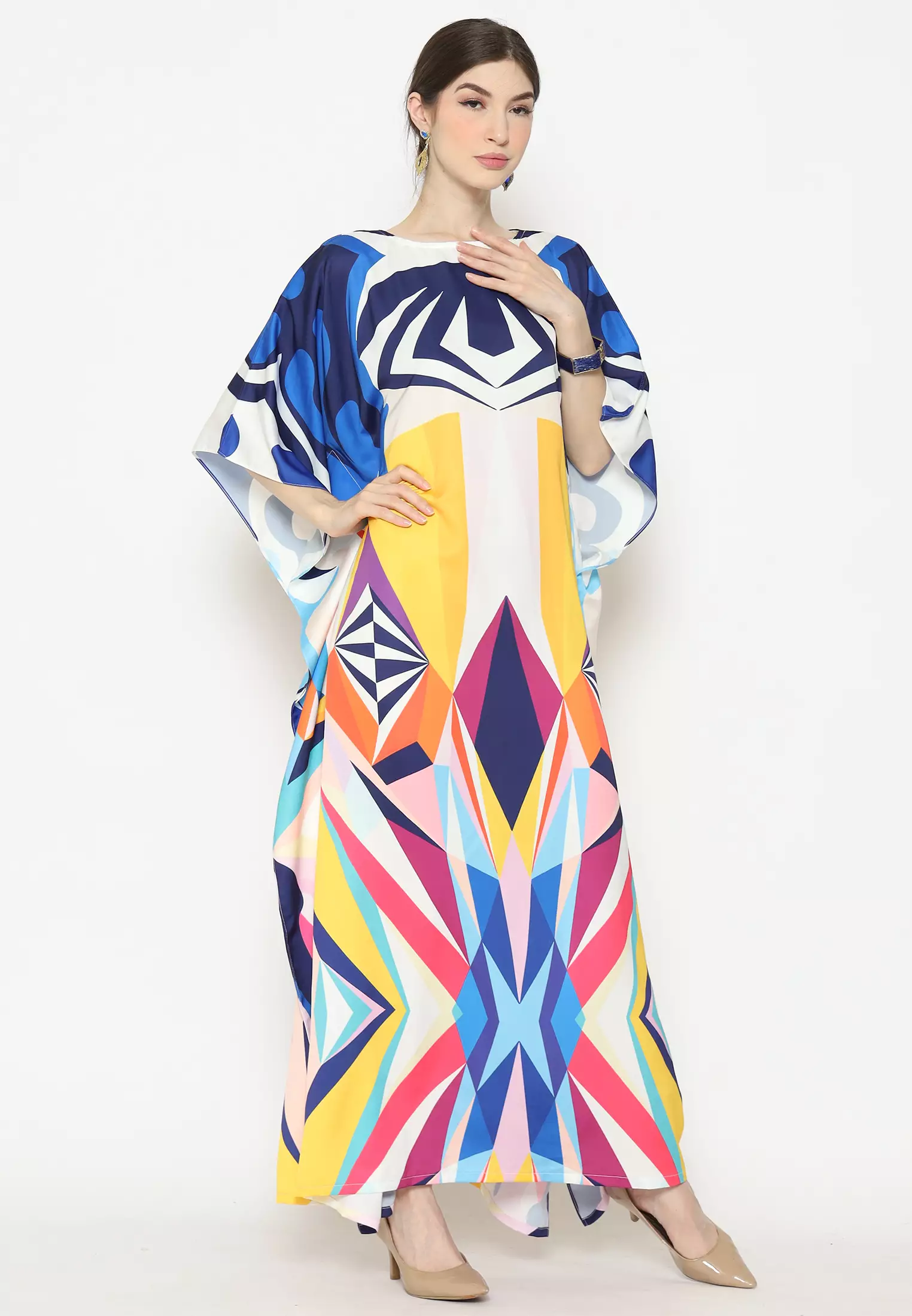 Kanzi Exclusive Short Sleeve Abstrac Kaftan