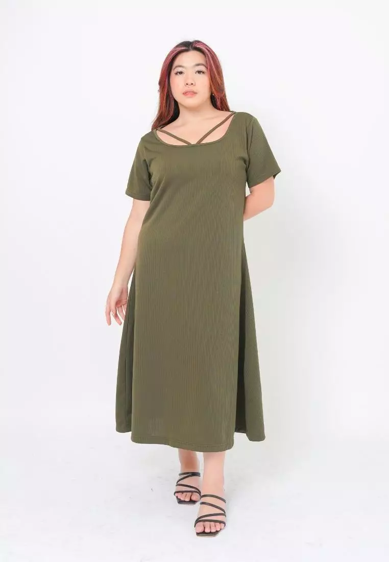 Plus Size Long Dress Alecya Army