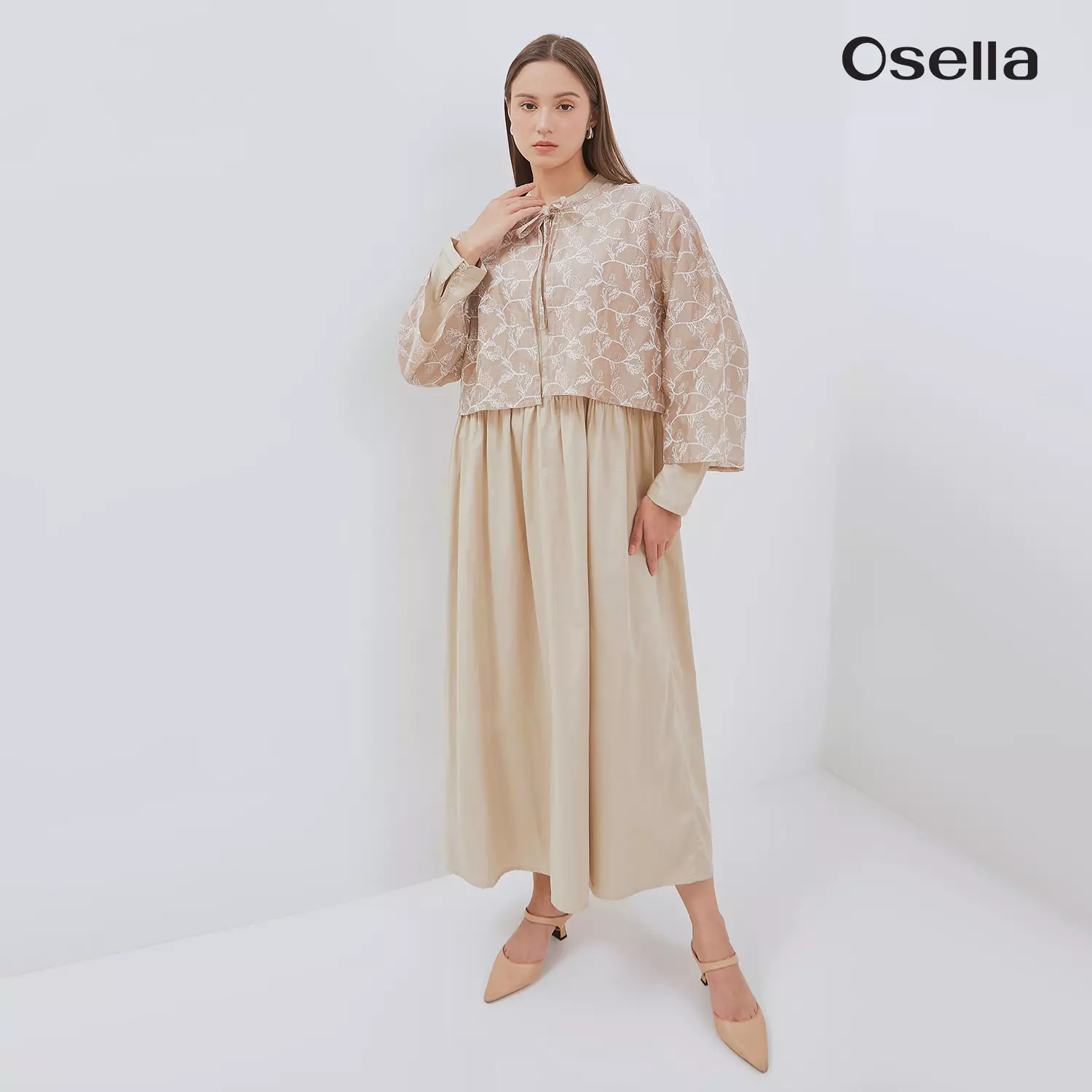 Osella Layla Embroidered Outer Set Maxi Dress 1157660287 | Dress Raya Lengan Panjang Wanita