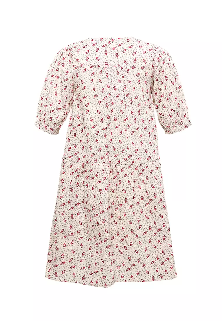 Pito Dito Girl Mughal Dress Midi Anak Multicolor Motif Bunga - Size 4