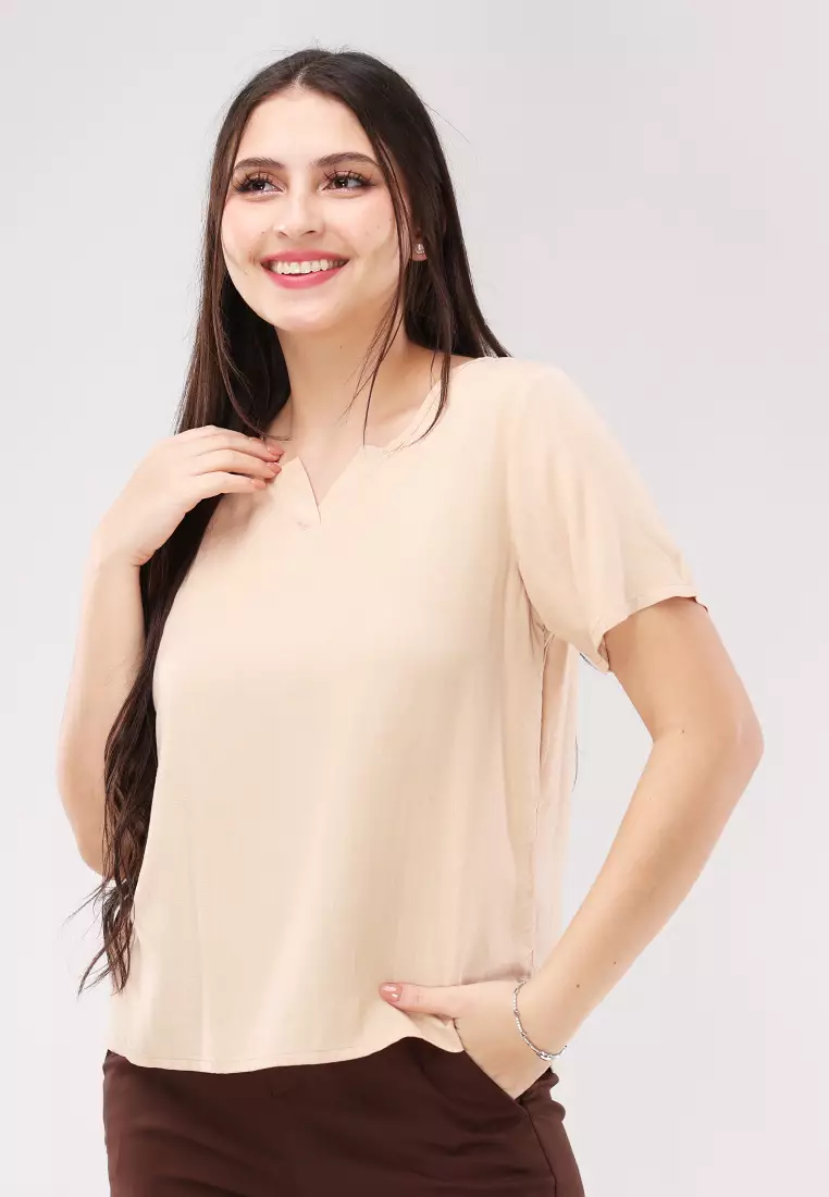 Soft Linen Woven Short Sleeves Blouse