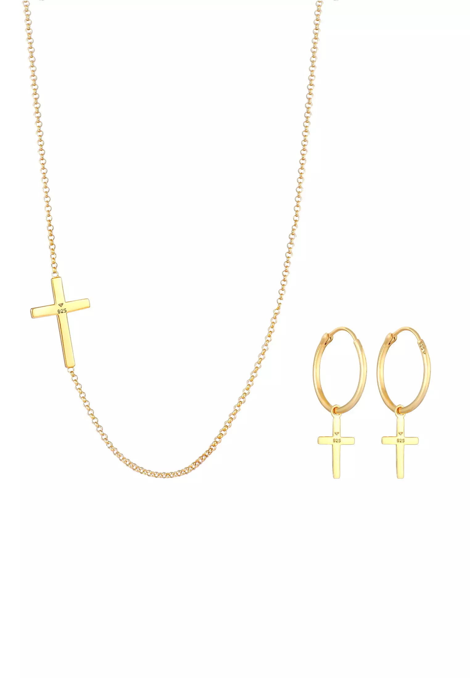 Jewelry Set Woman Set Cross Religion Faith Gold Plated