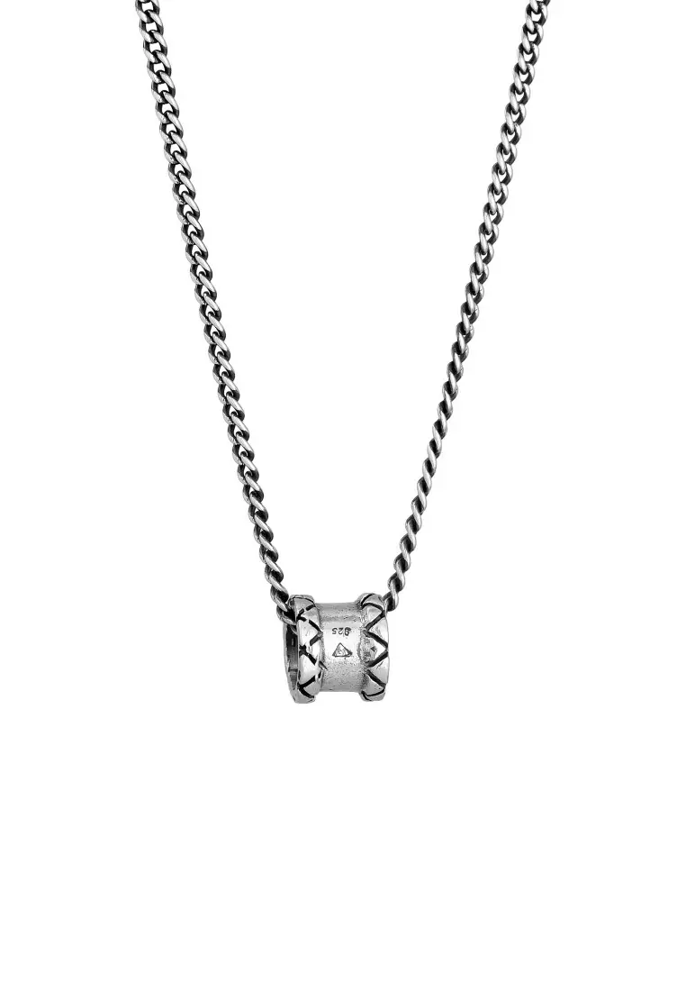 EXCLUSIVE Kalung Perhiasan Perak 925 Pria Basic Oxidized
