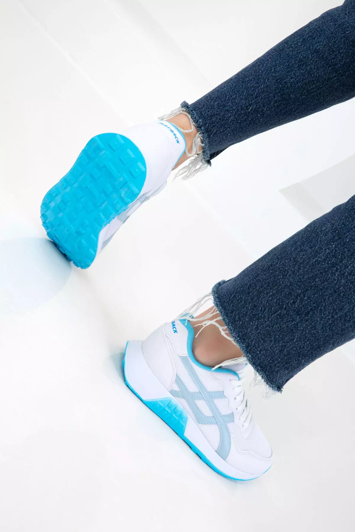 White-Blue Women's Sneaker 20654