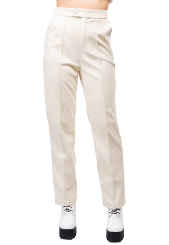 Buy London Rag Cream Faux Leather Pleated High Waist Trousers 2023 Online |  ZALORA Singapore