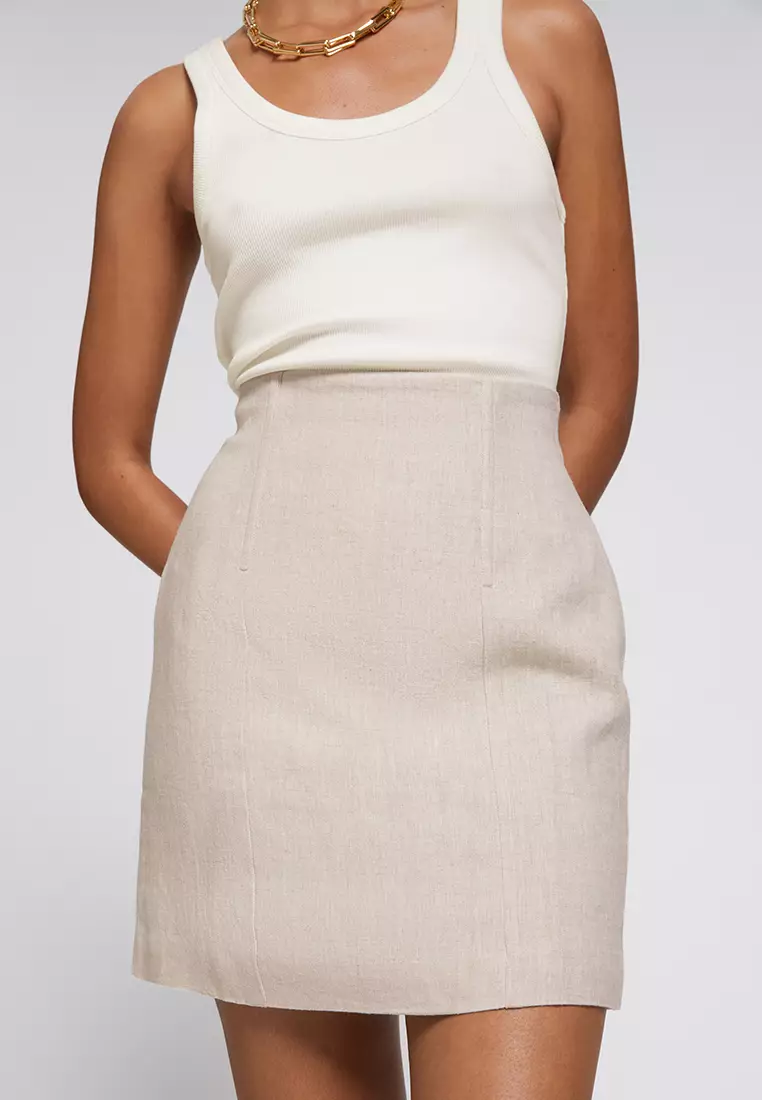 Structured high waisted mini skirt online