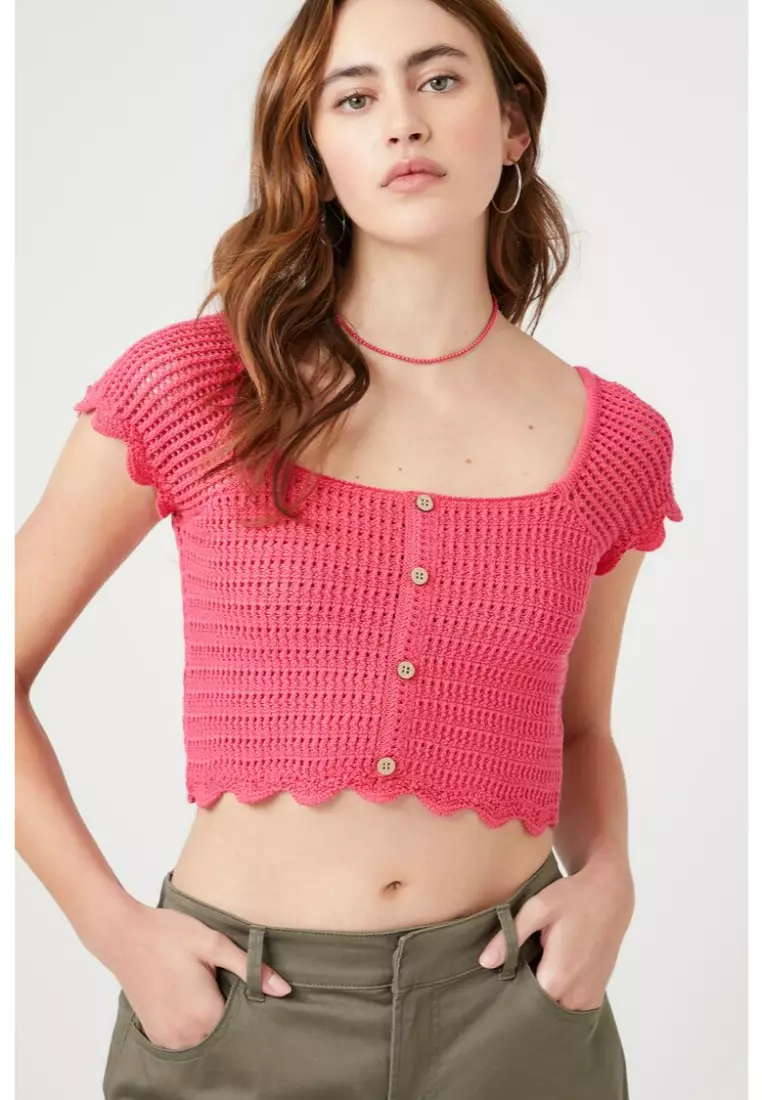 Crochet Sweater-Knit Crop Top