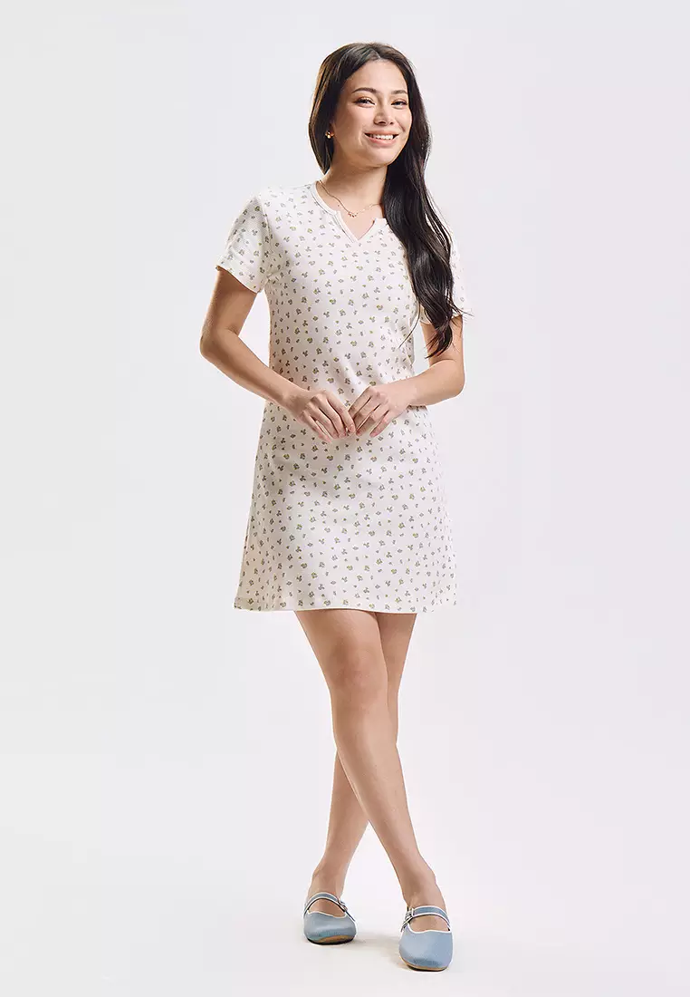 Floral All-Over Print Waffle Knit Dress