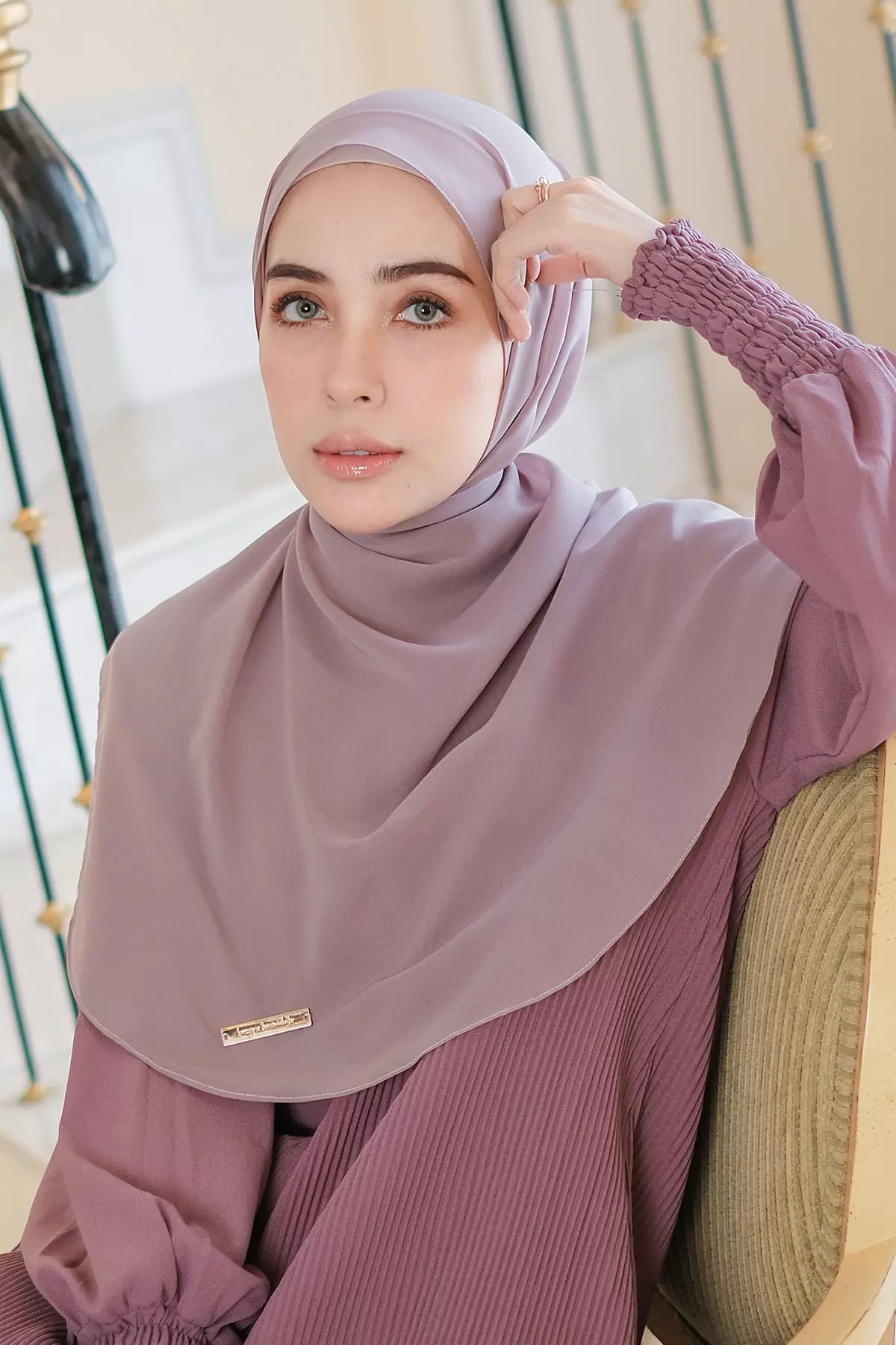 Ovel Shawl (Pashmina Oval Lozy x Hamidah) Purple Pastel