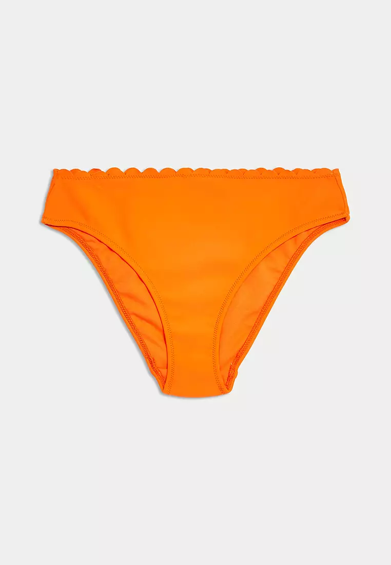 Neoprene Scallop High Leg Bikini Bottoms