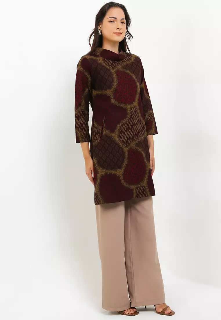 BATIK TALENTA EXCLUSIVE batik wanita blous TENUN MAROON PS RBU