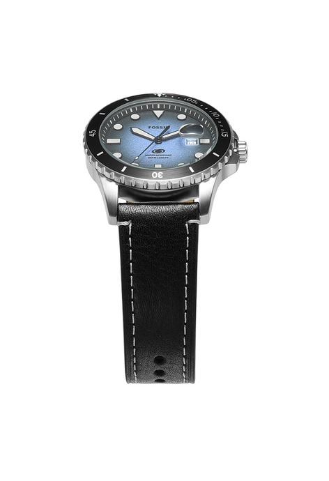 Fossil Fossil Blue Black Leather Watch FS5960