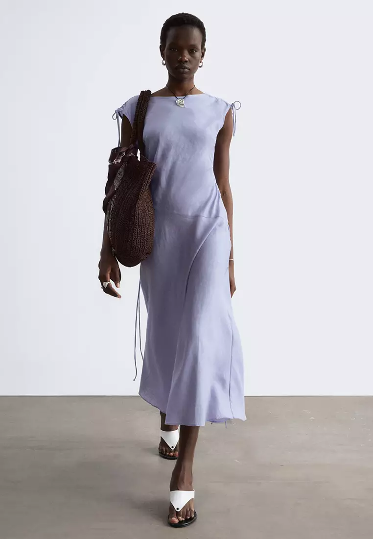Flared Linen Midi Dress