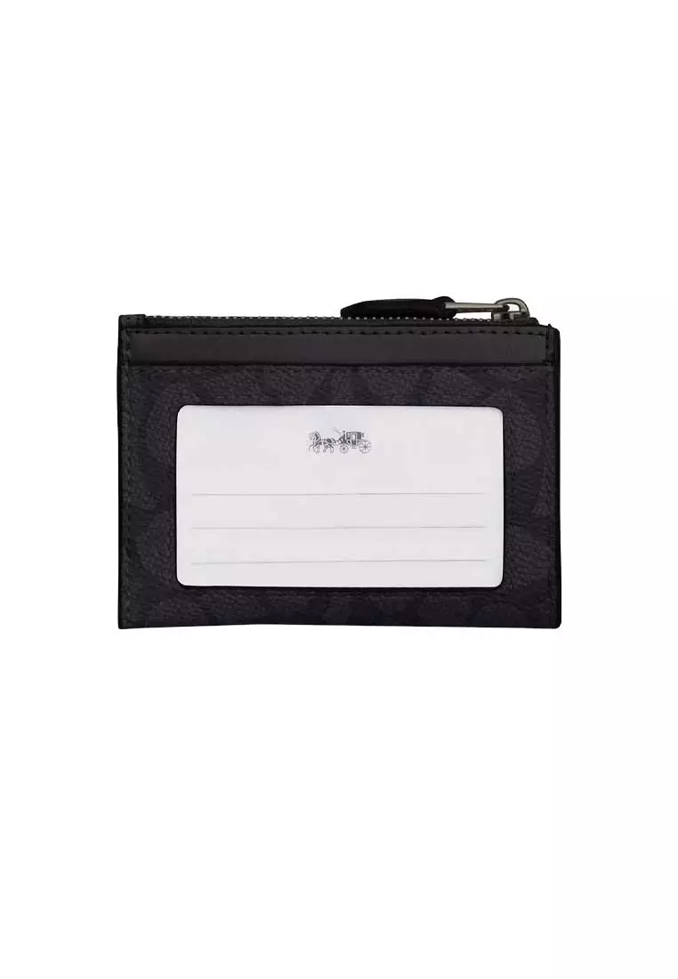 Mini Skinny ID Case In Signature Canvas Charcoal/Black CW870