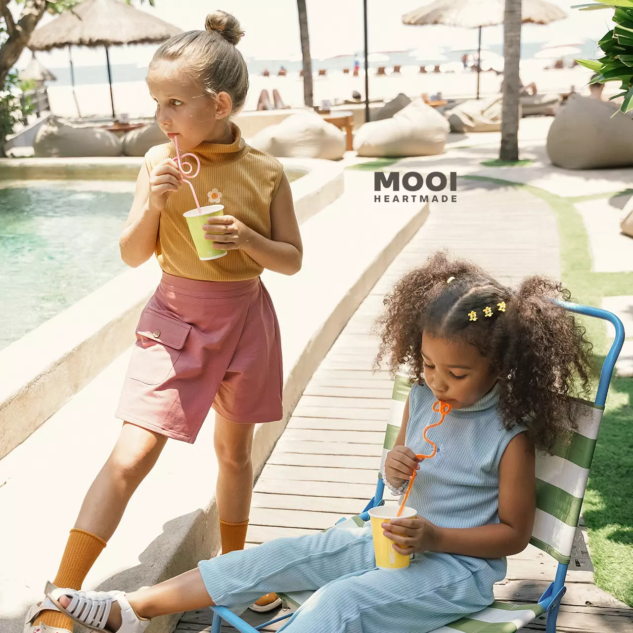 Mooi Atasan Anak Perempuan Yumiko Rib Top - Pinkberry