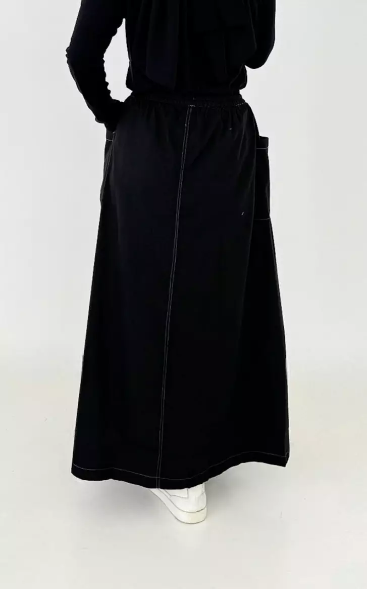 Rok Katun HItam Panjang Wanita Long Skirt Cotton Tari