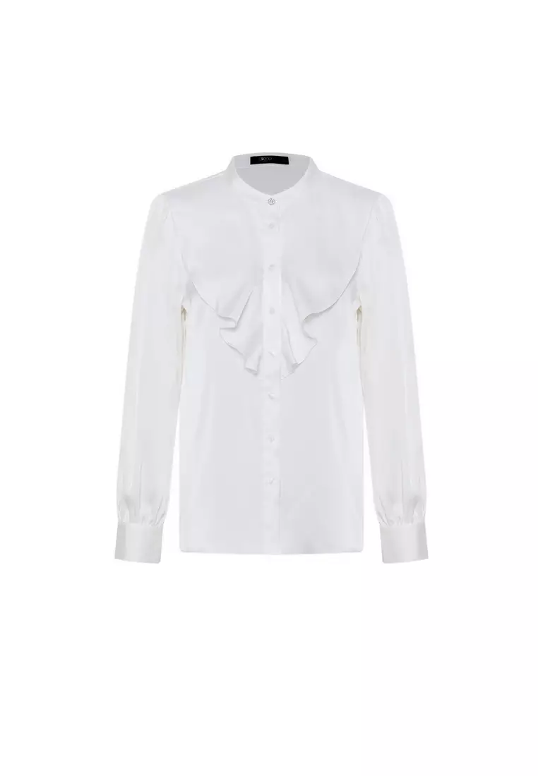 Polyester Stand Collar Blouse