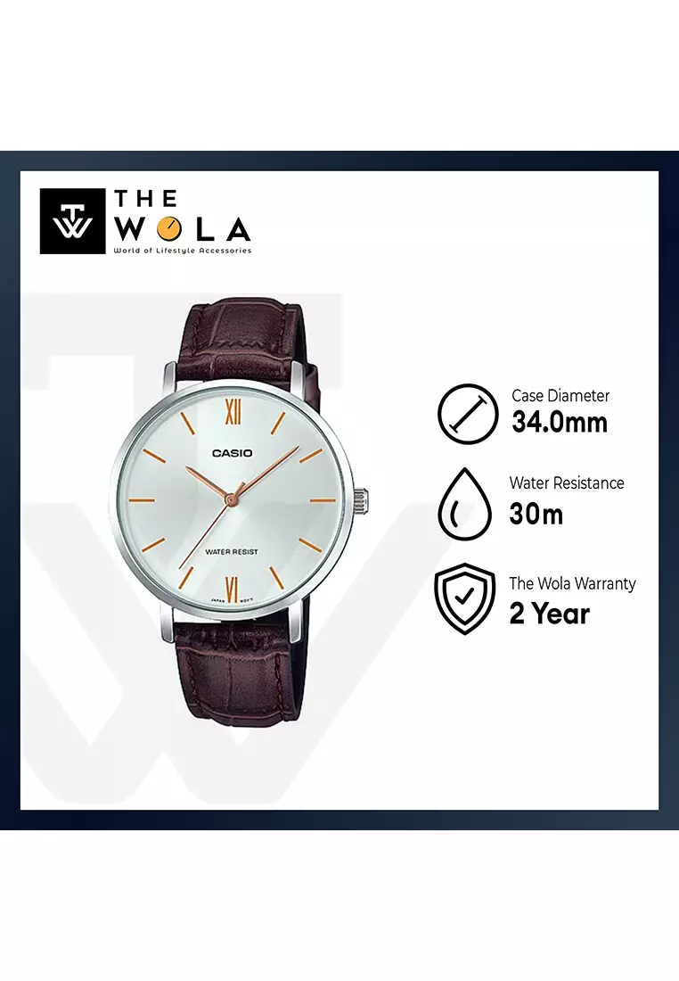 Men Analog Watch LTP-VT01L-7B2 Brown Leather Strap