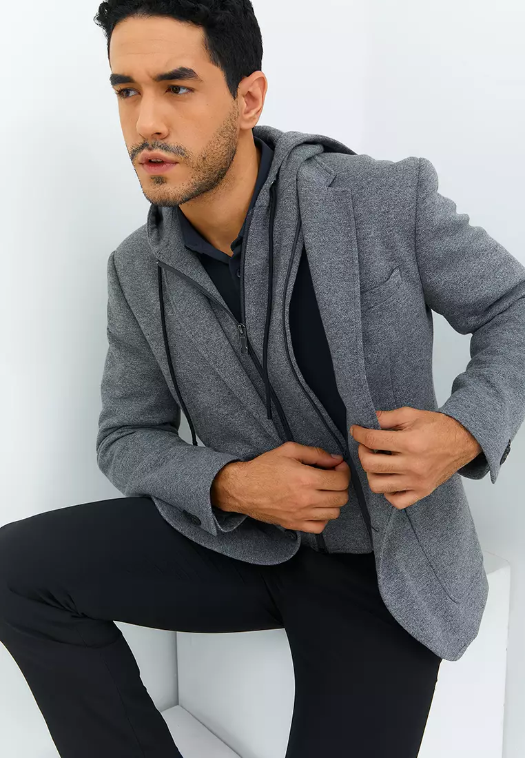 Jobb Darden-T2 Hybird Blazer Pria Slim Fit Light Grey