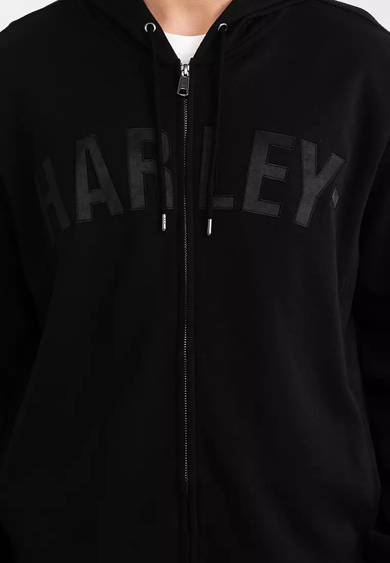 Harley-Davidson Men's Sentinel Zip-Up Hoodie - Charcoal Heather Cotton Blend Hoodie With H-D Graphics - View #8