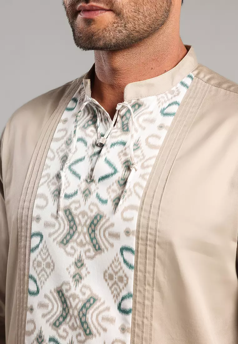 MOC Kemeja Shanghai Lengan Panjang Pria Aksa - Brown