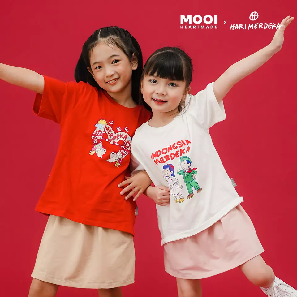 Mooi x Hari Merdeka 17 Agustus Kaos Kemerdekaan Anak T-shirt Anak Indonesia Merdeka - Navy