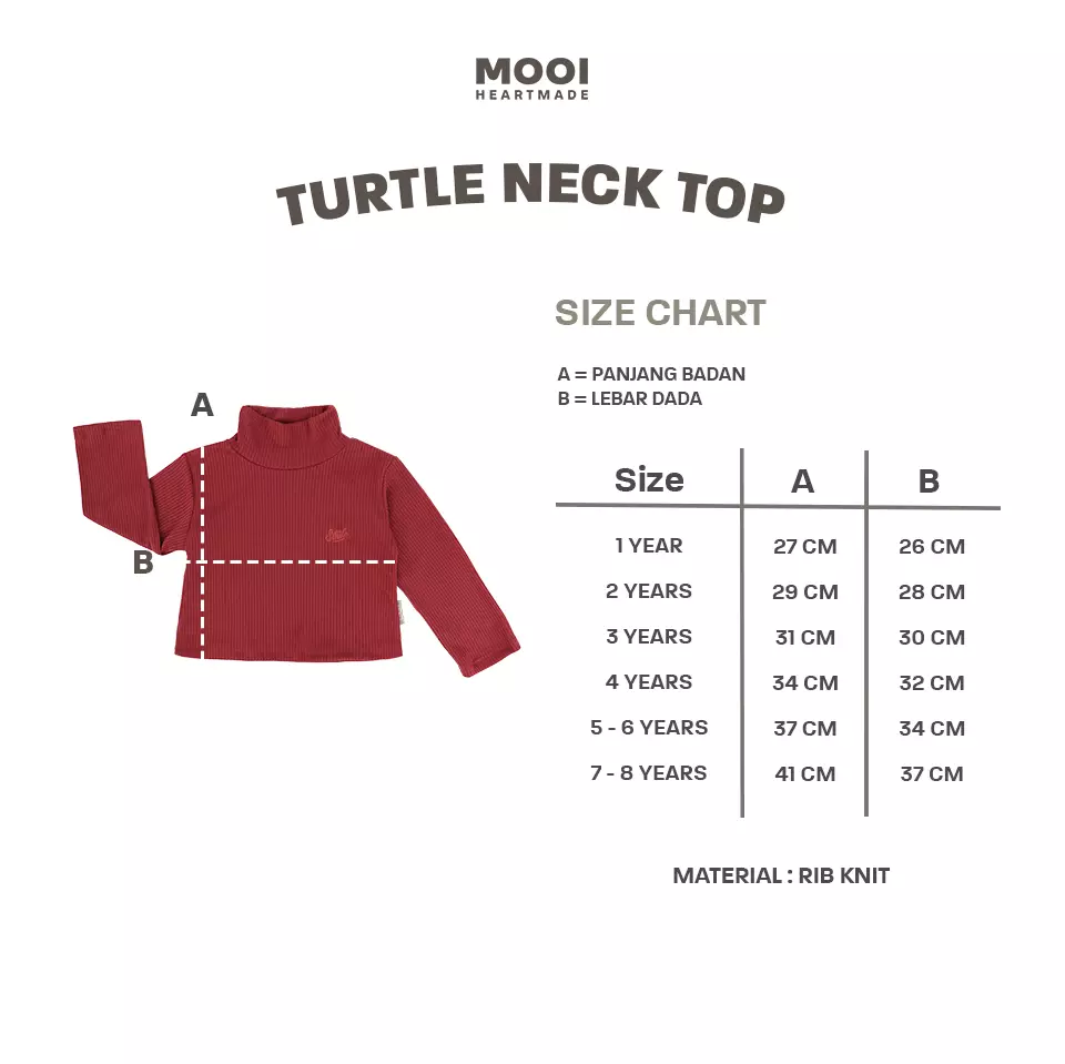 Mooi Atasan Anak Turtle Neck Top - Pink Peach