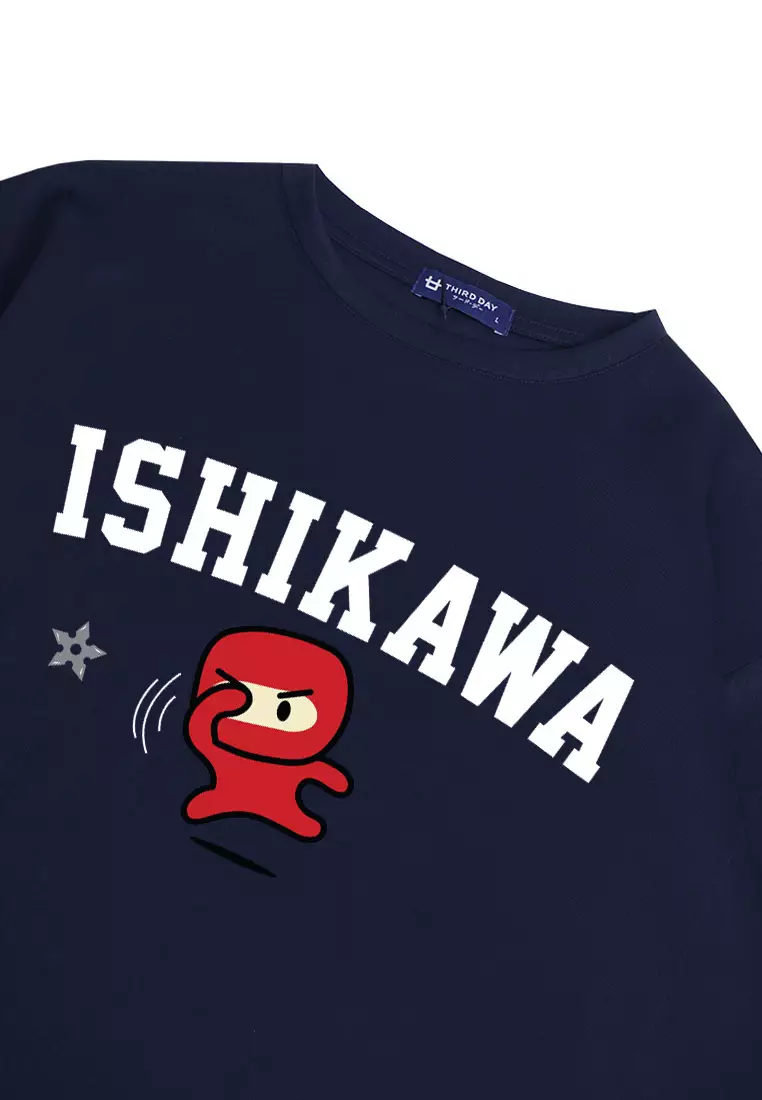 MTM75 kaos oversize tebal scuba anime komik karakter kartun jepang ishikawa ninja navy