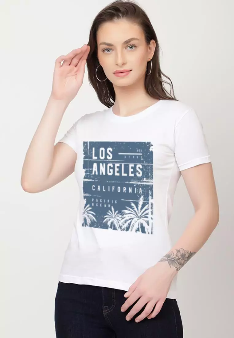 Urban Print Relaxed Short Sleeve Stylish White Cotton Casual Graphic Print Tee/TShirt