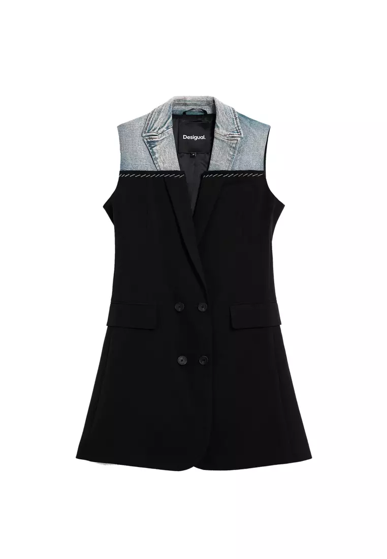 Crossed bi-material dress