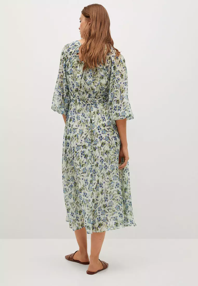 Printed Dress With Balloon Sleeves