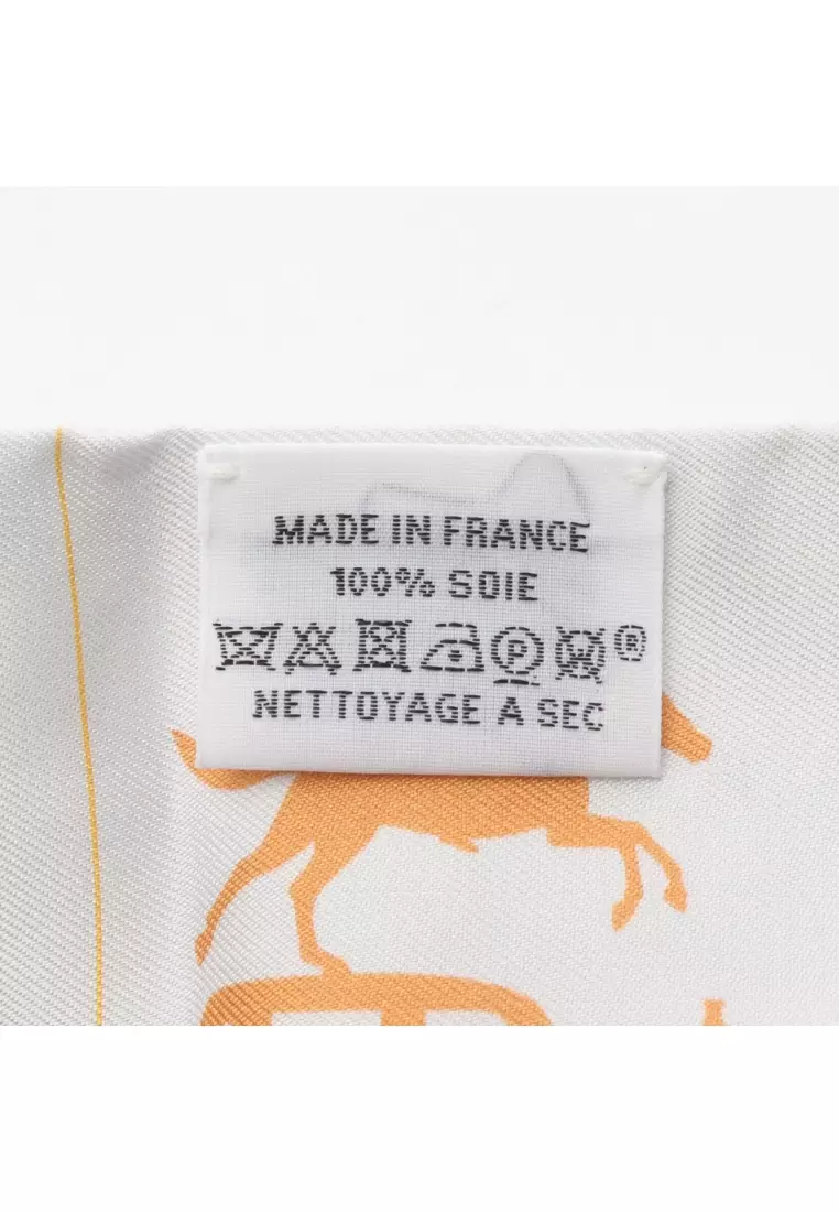 Pre-Loved Hermès twilly Hermes PARADE ribbon scarf silk white multicolor