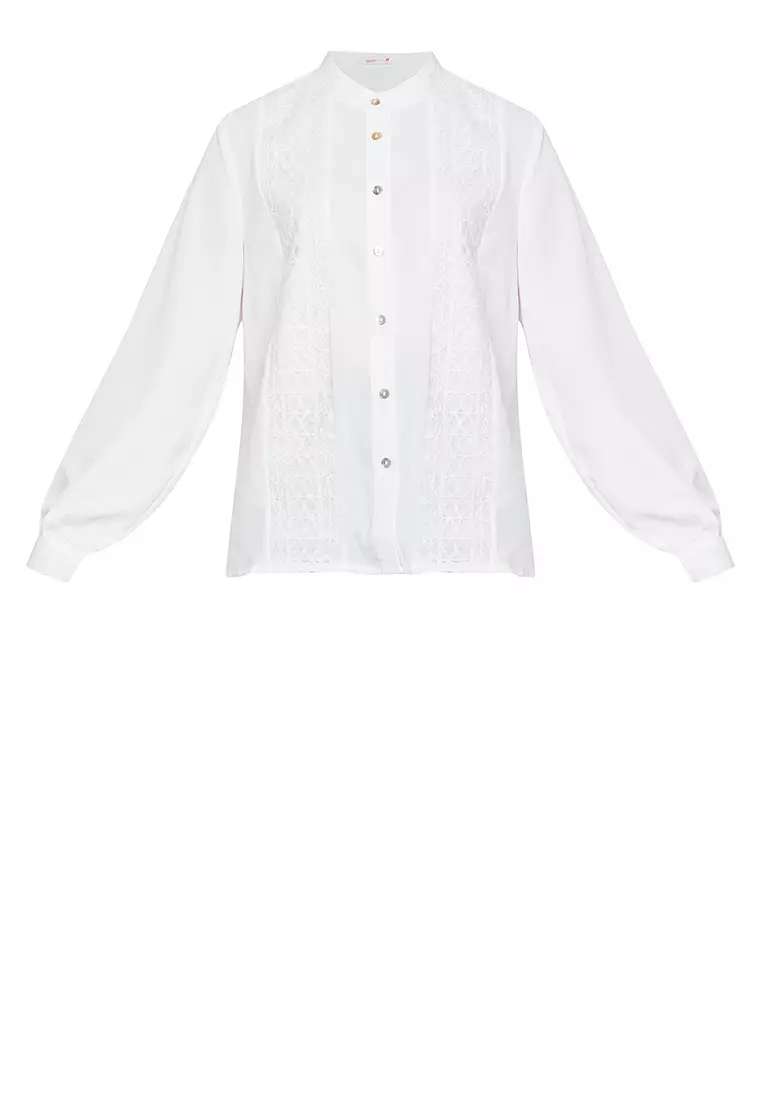 Cridal Embroidery Paneled Filipiniana Shirt
