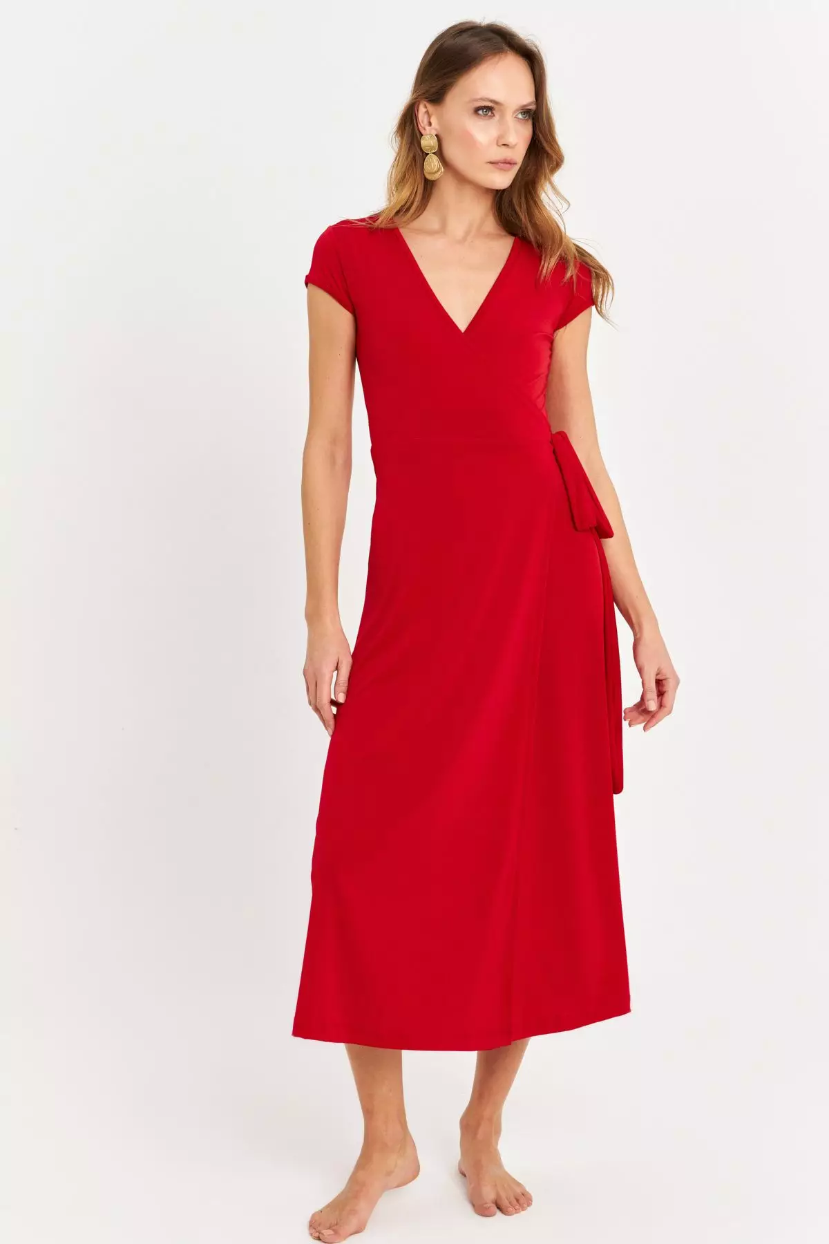 Side Tie Midi Dress