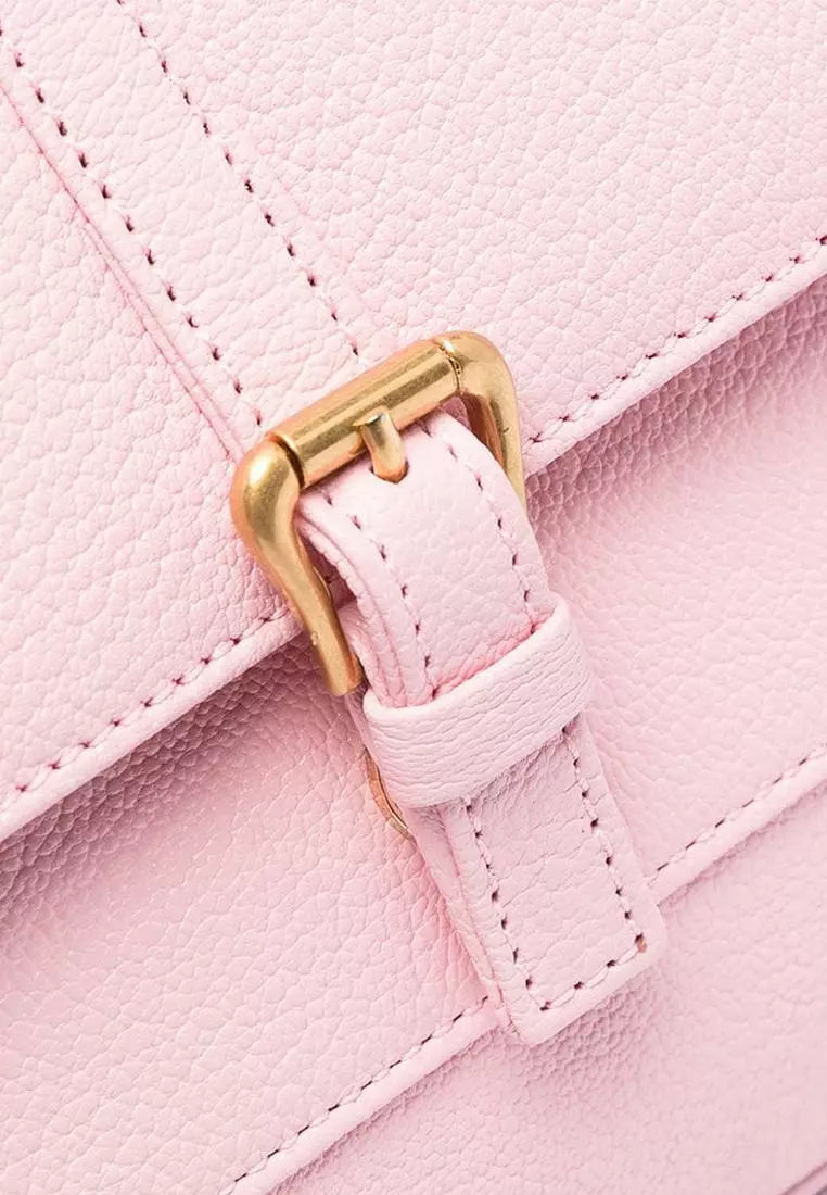 Miranda Grained Leather Shoulder Bag in Peony