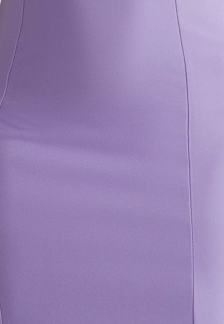Lilac Bodycon Woven Midi Chic Dress