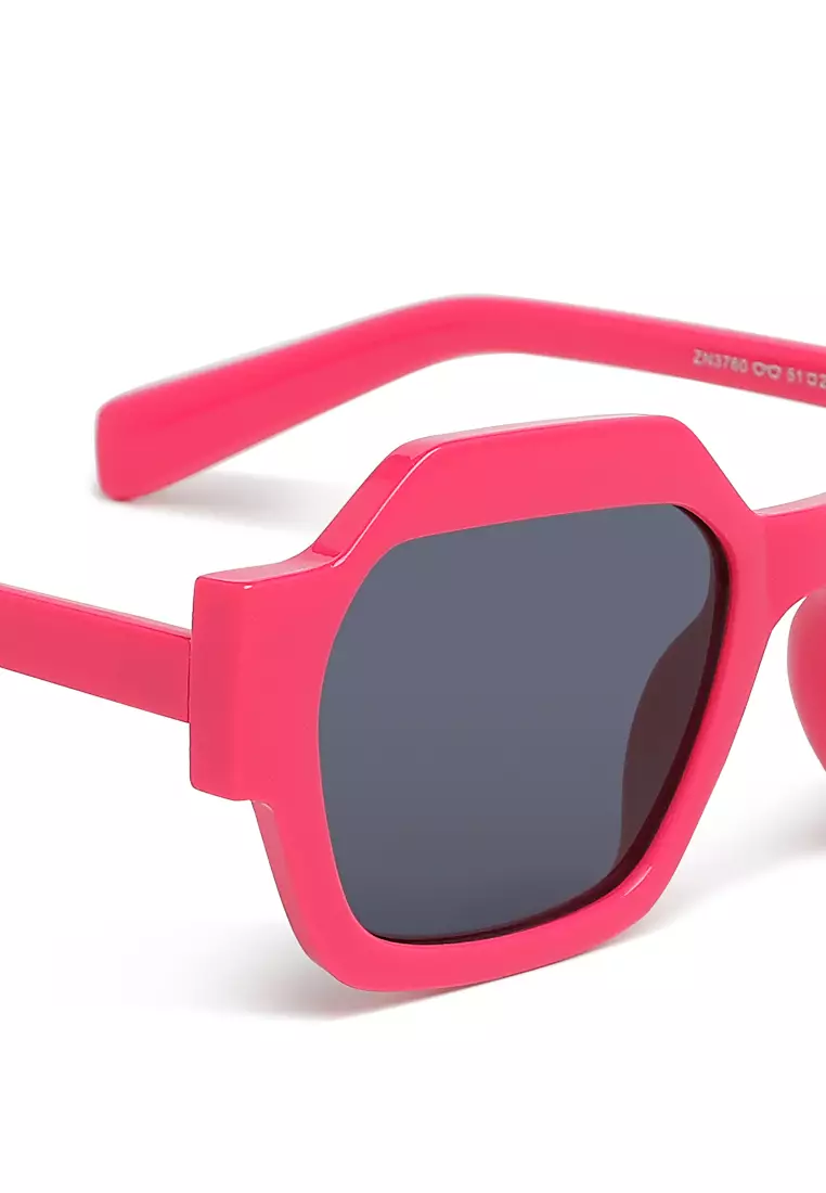 Bold Bevel Square Sunglasses in Rose Red