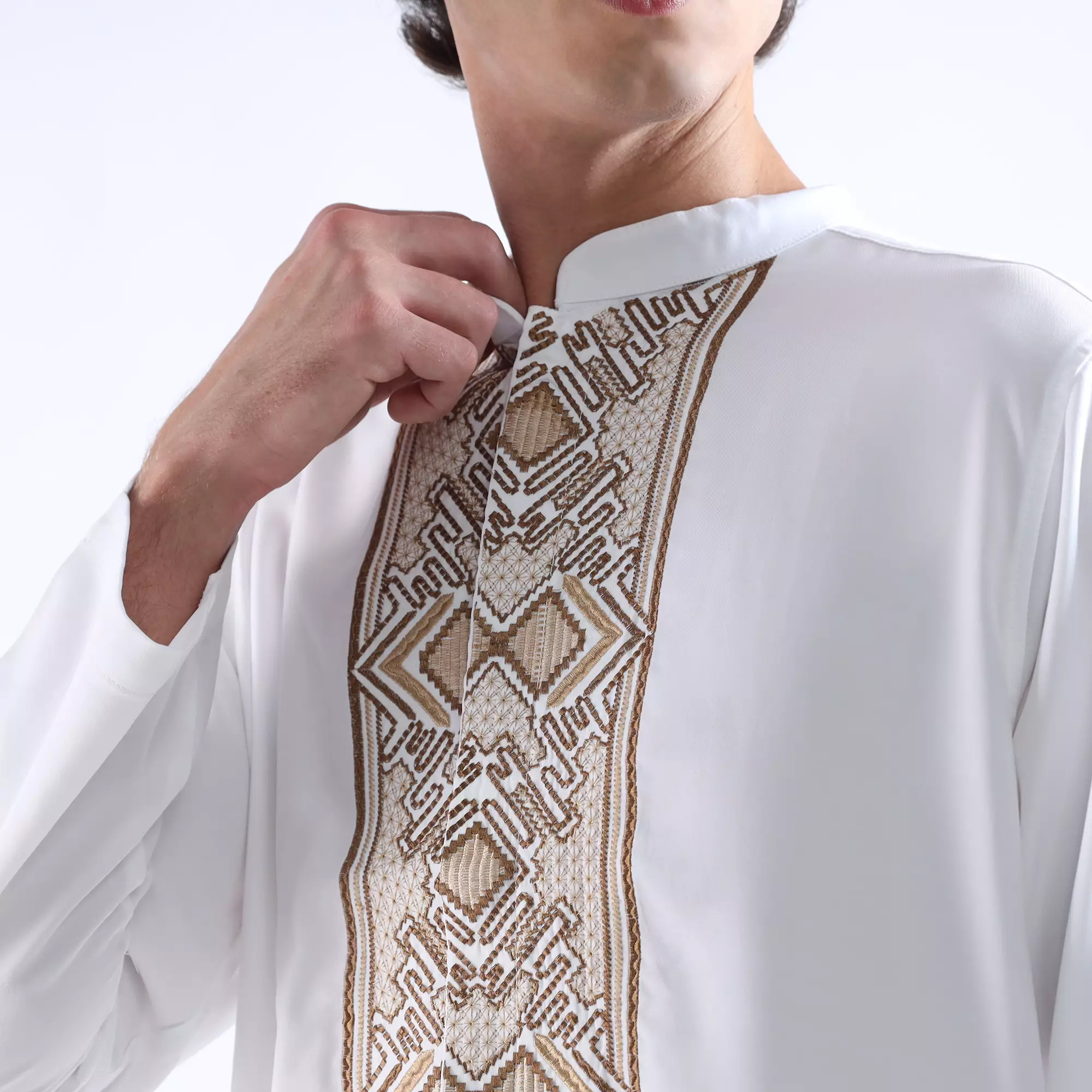 LARUSSO Dawn of Time - Kemeja Koko Bordir Lengan Panjang Pria - MARIE