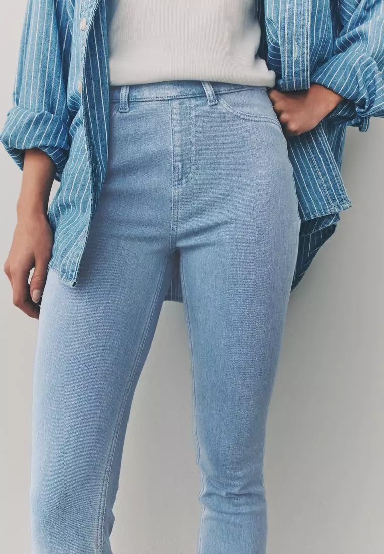 Cropped Denim Jersey Leggings