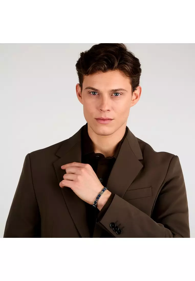 MASERATI Jewels 215mm Men's Stainless Steel, Ceramic Bracelet, Ceramic Blue, JM225ATZ55 (Adjustable)