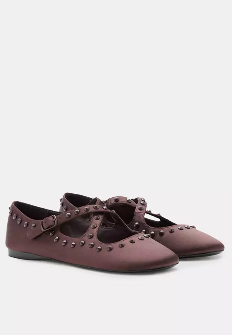 Satin Studded Flats