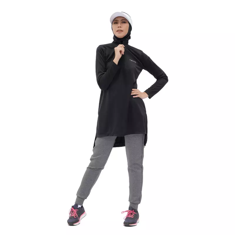 Tiento Aleeya Long Sleeve Dry Fit Zipper Sporty Baju Kaos Olahraga Lengan Panjang Wanita Muslimah Remaja Dewasa Running Fitness Senam Zumba Tenis