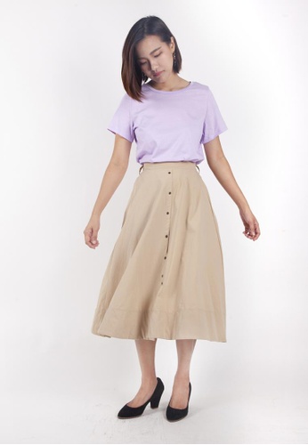 midi button skirt