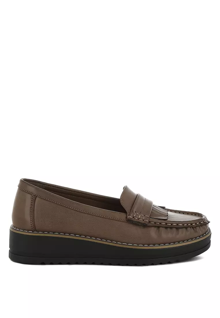 Discount on London Rag  shoes - SKU: Fringed Nubuck Loafers in Taupe