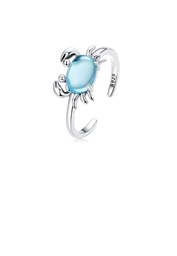 Glamorousky 925 Sterling Silver Simple and Cute Crab Geometric Adjustable  Open Ring with Cubic Zirconia 2023 | Buy Glamorousky Online | ZALORA Hong  Kong