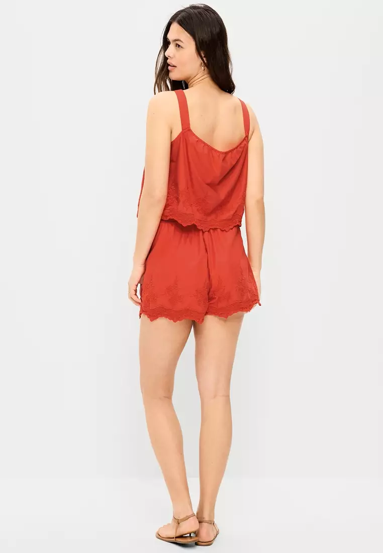High-Waisted Lace-Trim Shorts