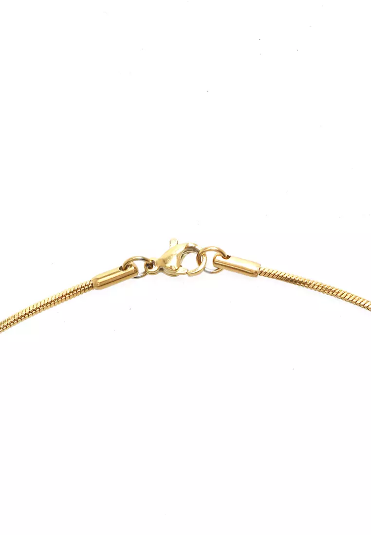 Ainsley Aksesoris Fashion Kalung Pria Wanita Necklace Desain Rantai Ular Minyak Material Titanium ORIGINAL - Gold