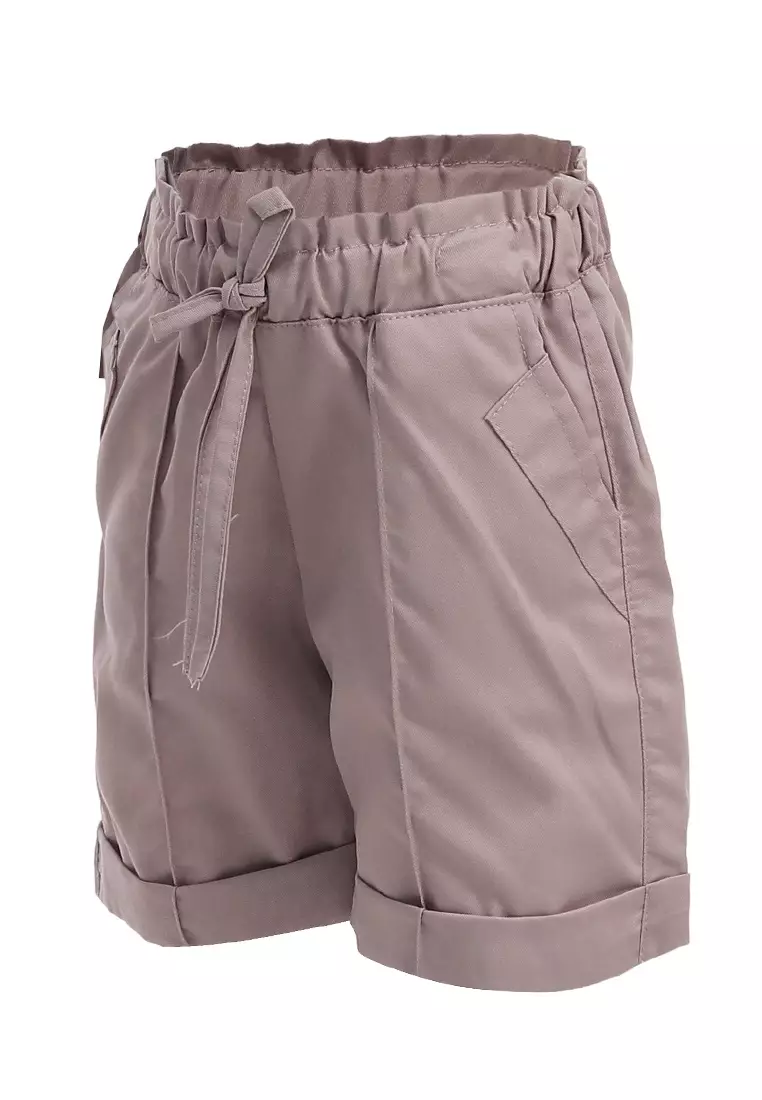 Milly Celana Pendek Anak Perempuan Motif Polos Kids Hotpants Variasi Tali Material Cotton ORIGINAL - Gray